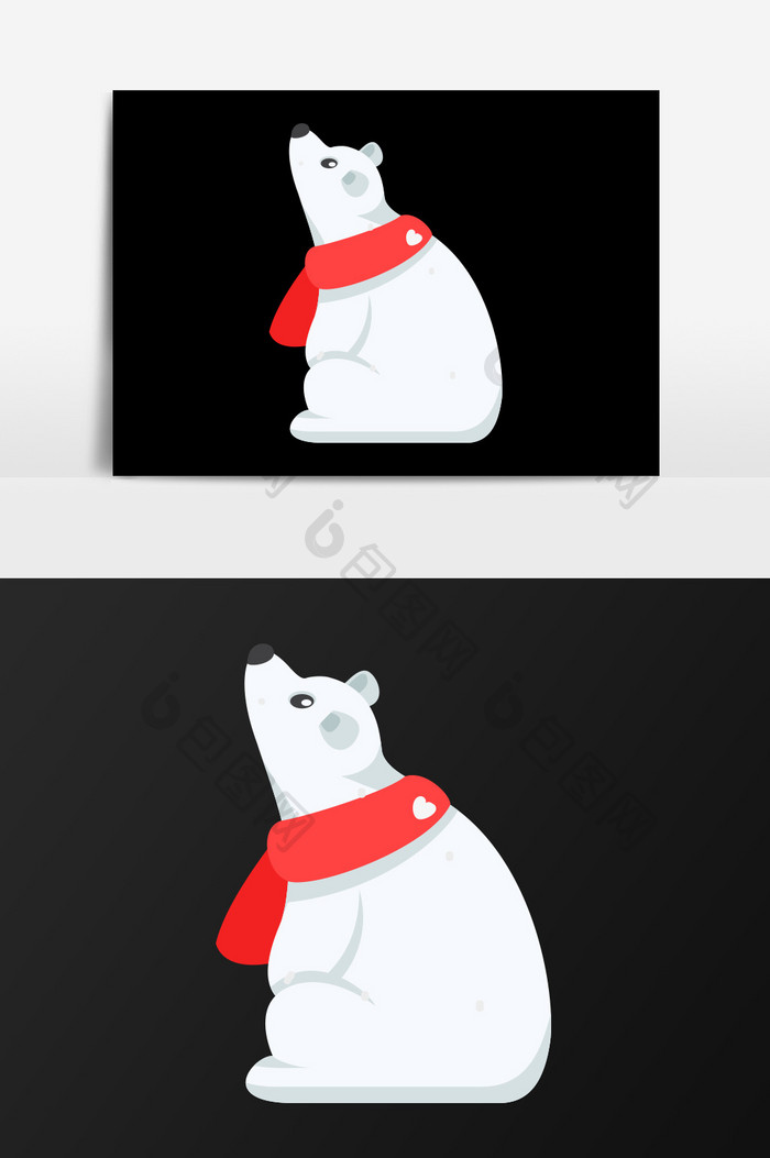 手绘戴红围巾的熊插画元素