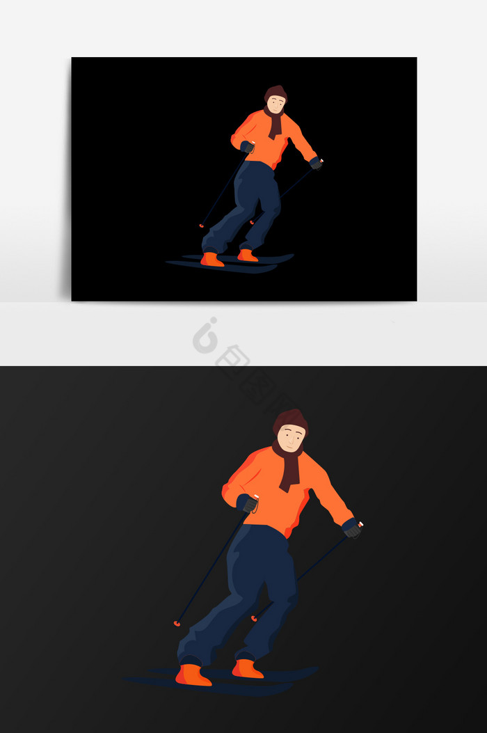 滑雪中的人插画图片