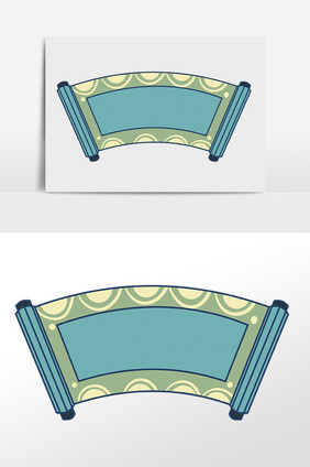 手绘绿色卷轴元素