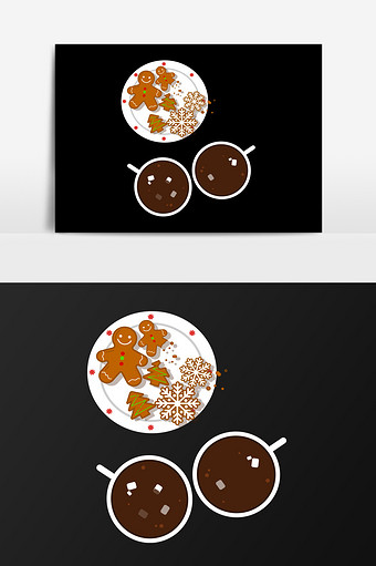 手绘咖啡和饼干插画元素图片