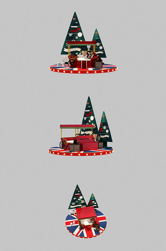 圣诞主题红色儿童床元素陈美3d模型效果图图片