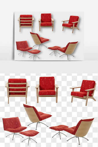 红色沙发椅家具元素PNG文件图片