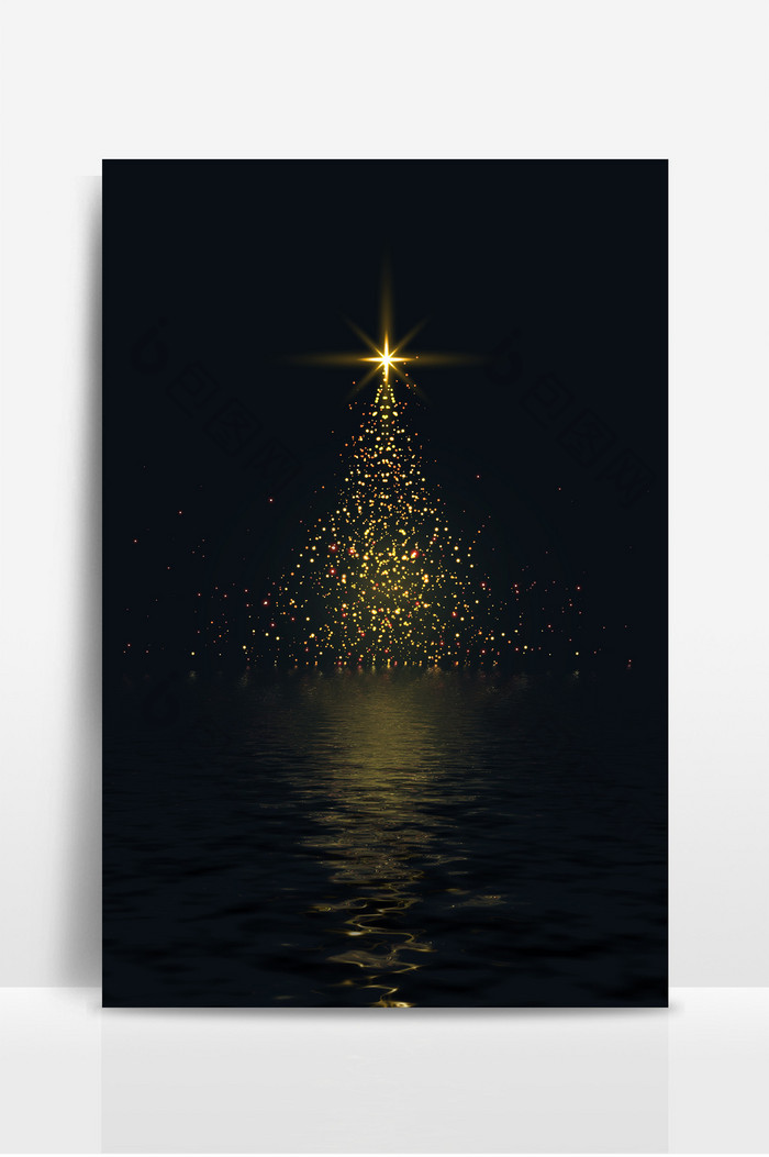 冬季圣诞节黑金光圣诞树背景