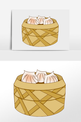 卡通一屉虾饺美食素材