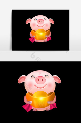 卡通粉红小猪设计元素图片