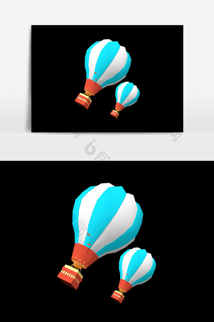 卡通热气球设计元素