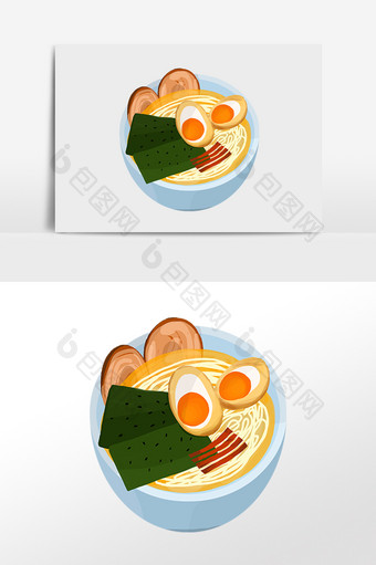 卡通冬季鸡蛋汤面素材图片