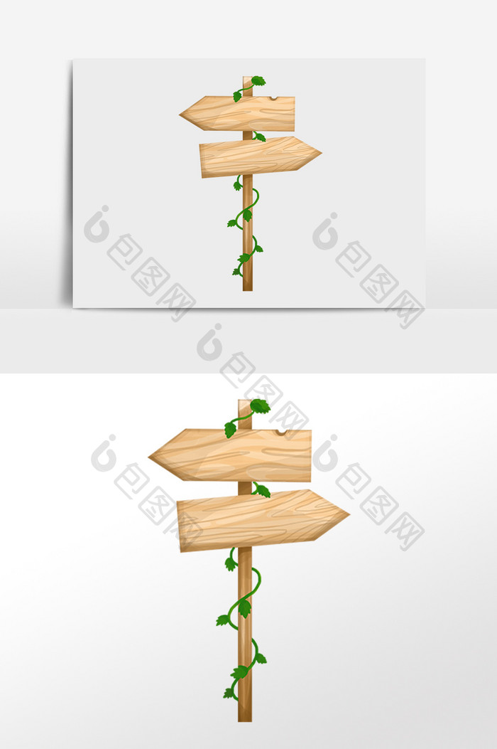 卡通藤条指路牌素材