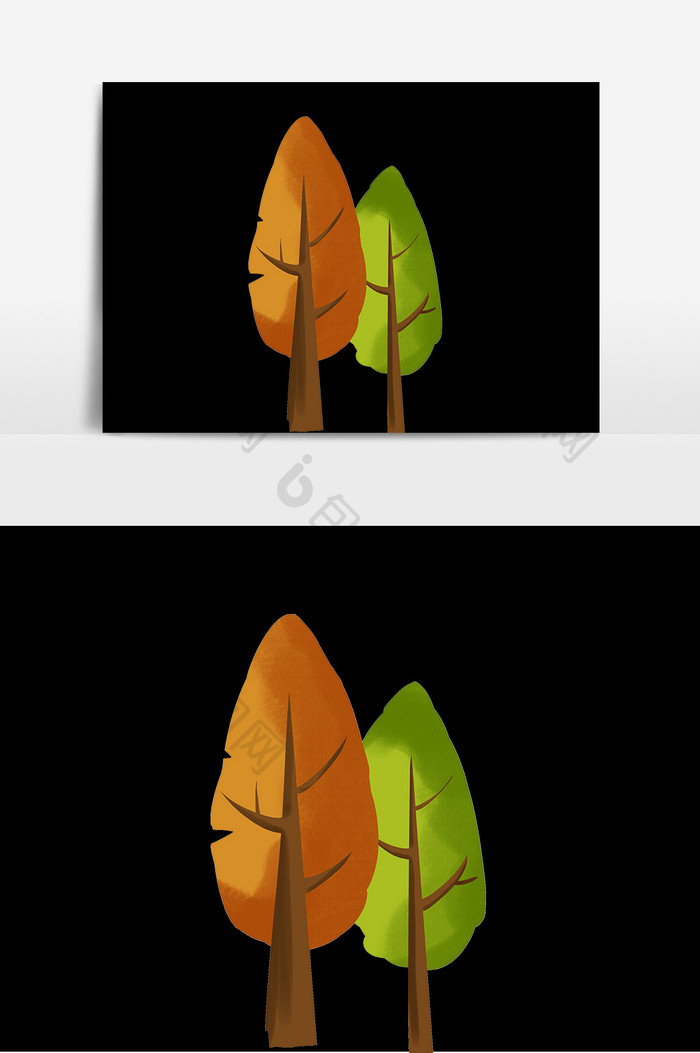 彩色树木插画元素