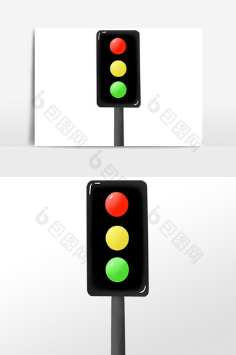 卡通立式交通安全红绿灯元素图片