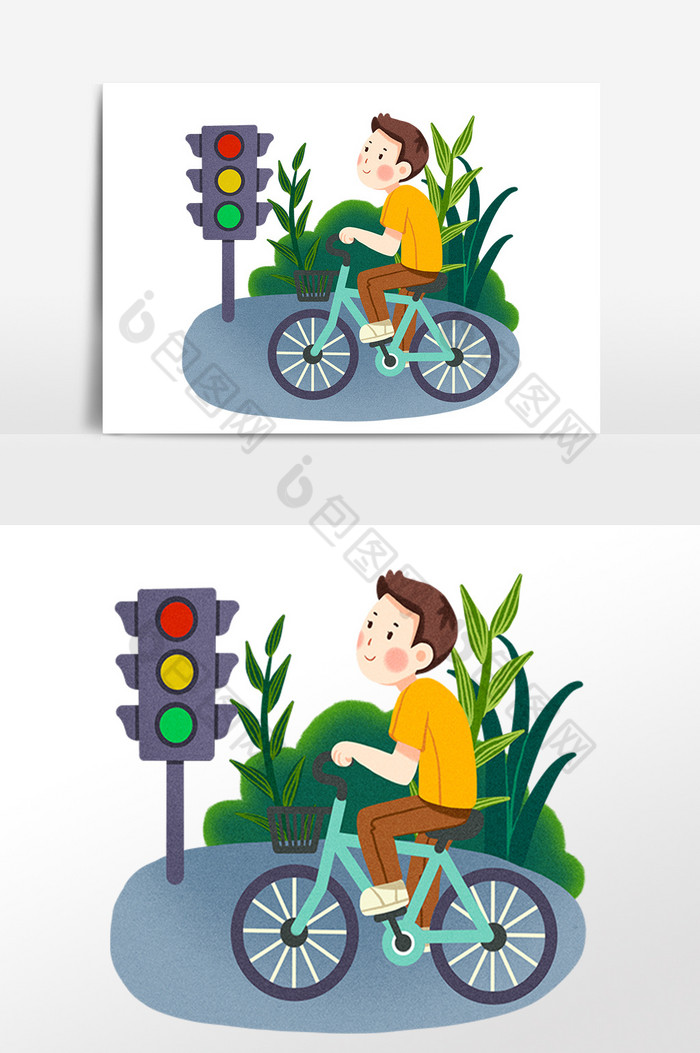交通安全骑自行车插画图片图片
