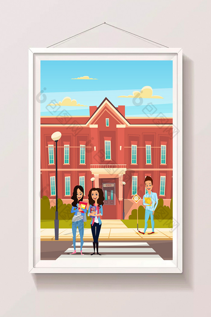大学生活校园日常插画图片-包图网