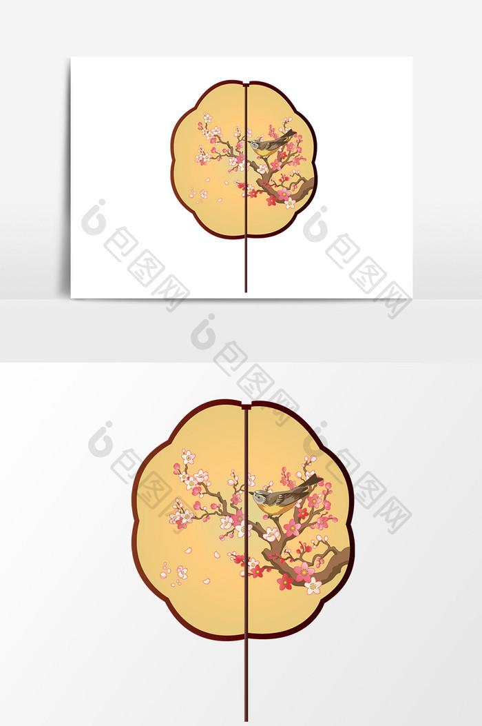 中国风扇子设计元素手绘
