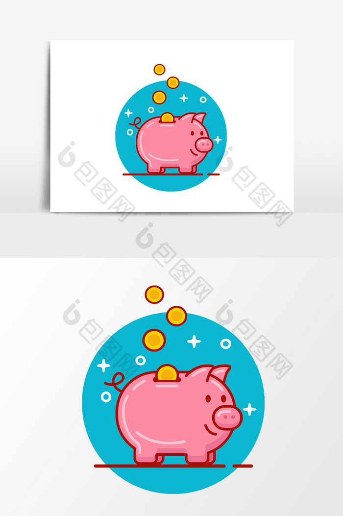 卡通小猪存钱罐设计元素