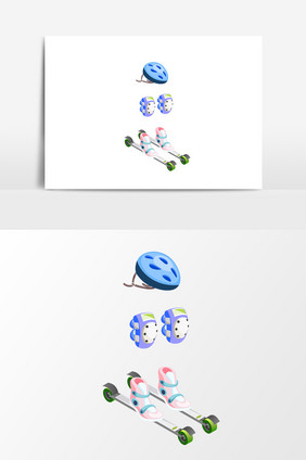 卡通滑板护具设计元素