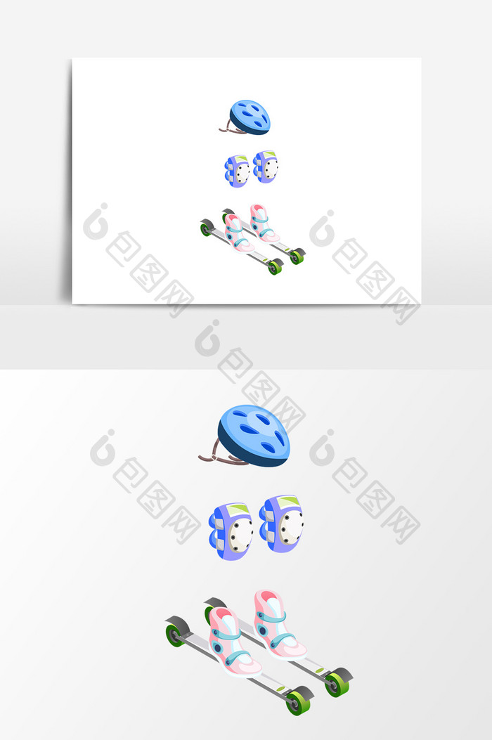 卡通滑板护具设计元素