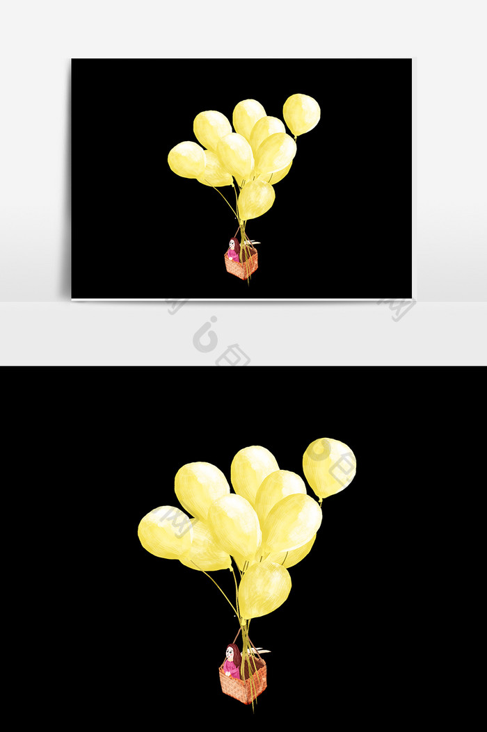 卡通黄色气球元素设计