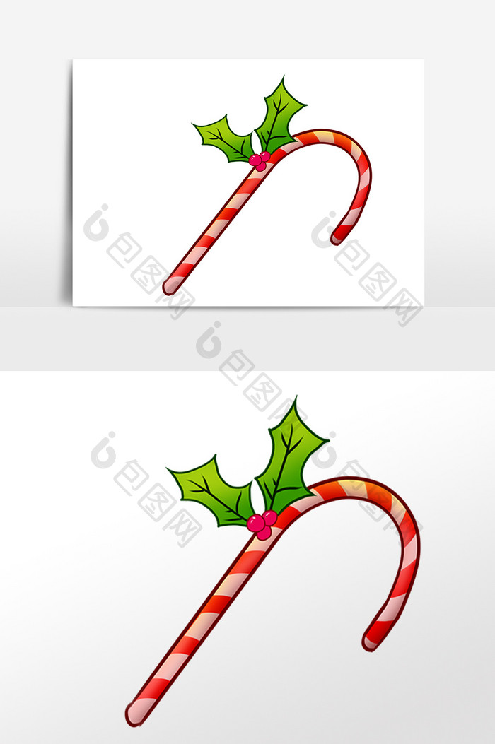 卡通圣诞拐杖糖果元素