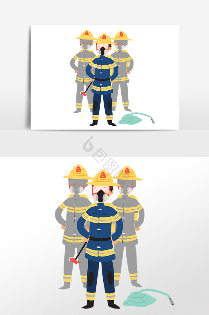 三个消防员图片