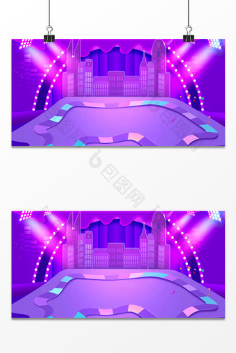 紫红渐变舞台光效PSD广告背景图图片