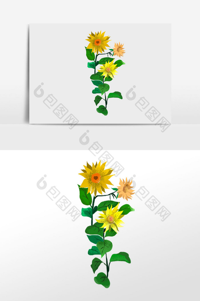 黄色向日葵花卉植物插画元素