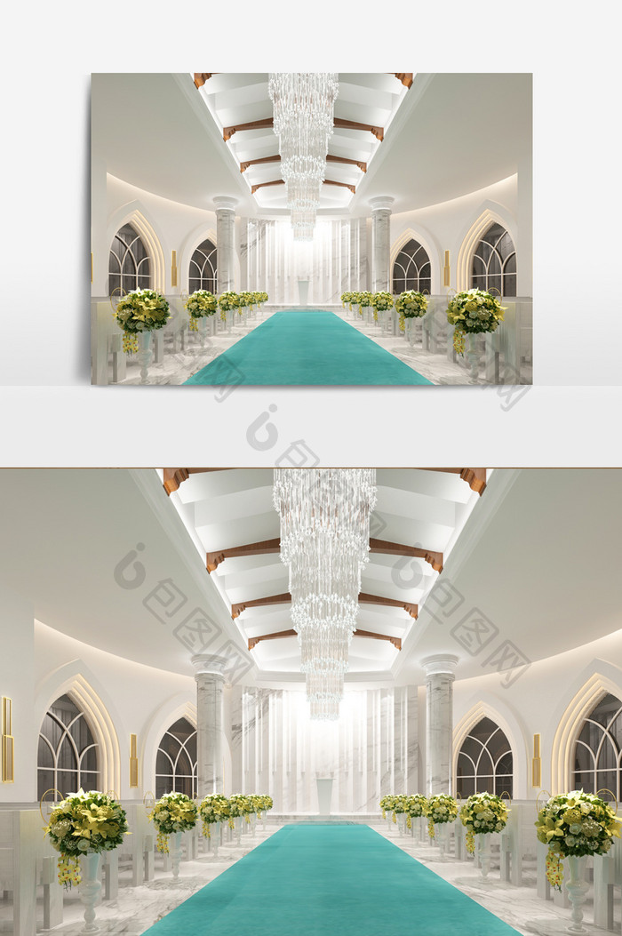 欧式奢华教堂典礼设计模型效果图