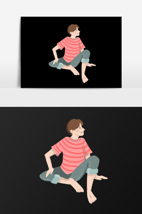 光着脚的男人插画图片