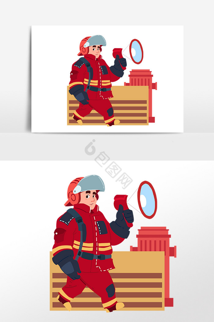手持喇叭消防员图片