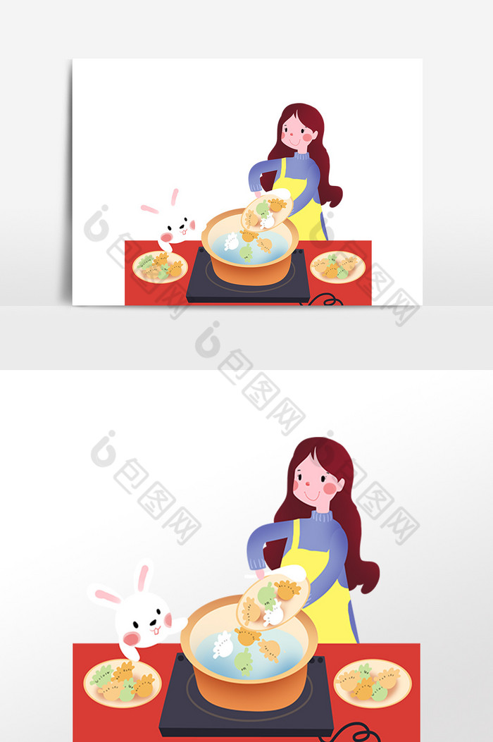 冬至煮饺子人物图片图片