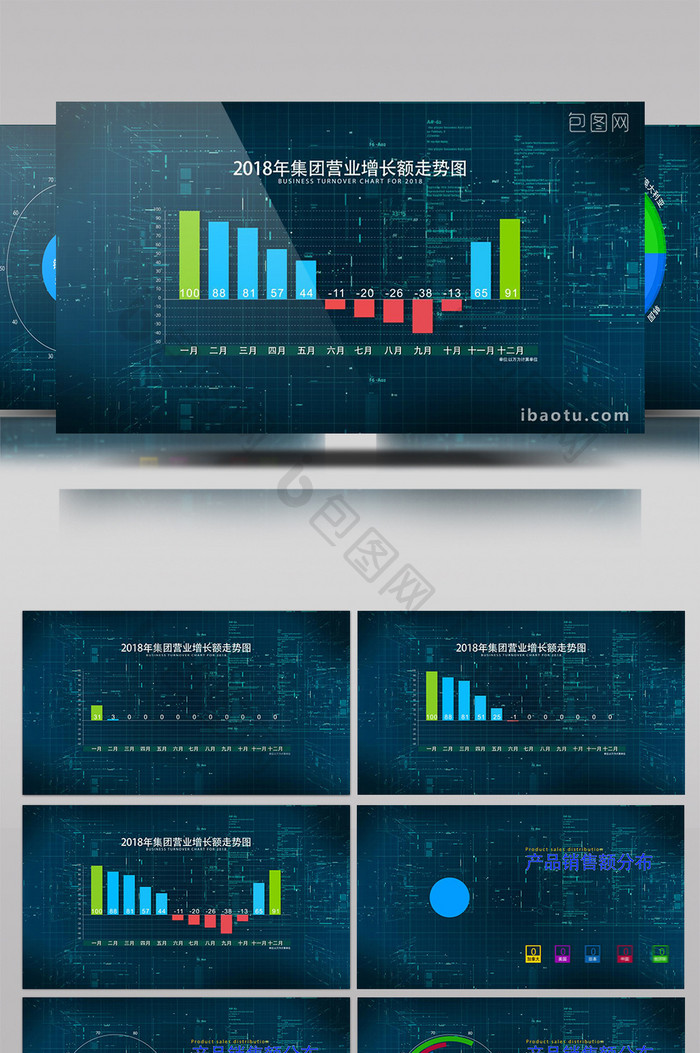 科技数据企业信息图表分析展示AE模板