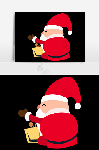 卡通拆礼物的迷你圣诞老人元素图片