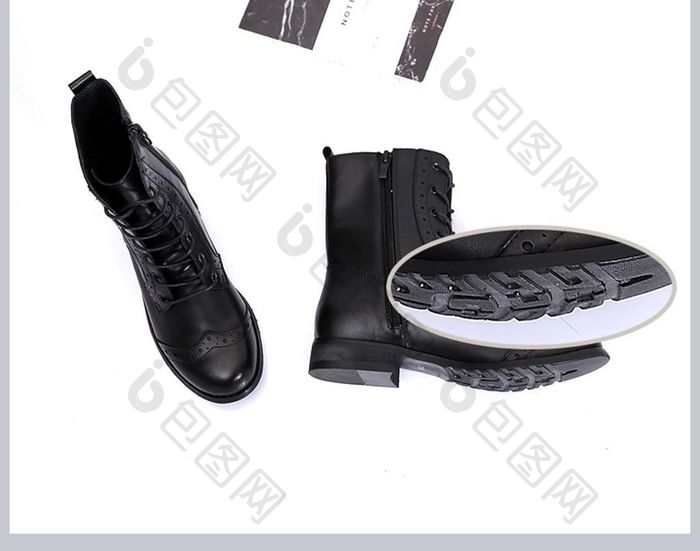 女装马丁靴详情页描述PSD素材女鞋模板