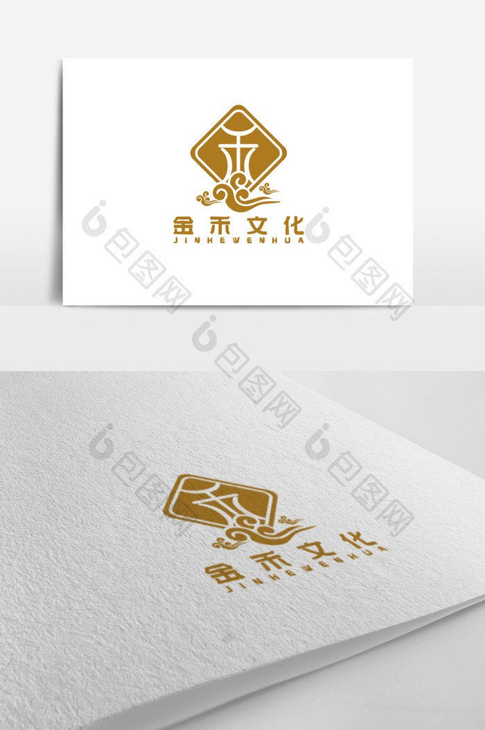 金色复古文化传媒行业logo标志设计