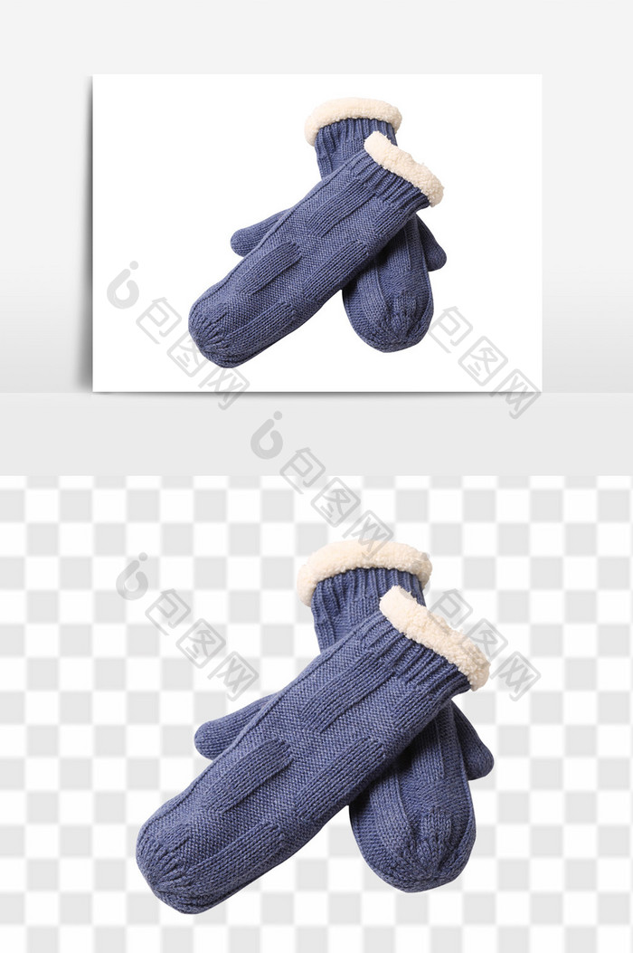 蓝色户外保暖手套