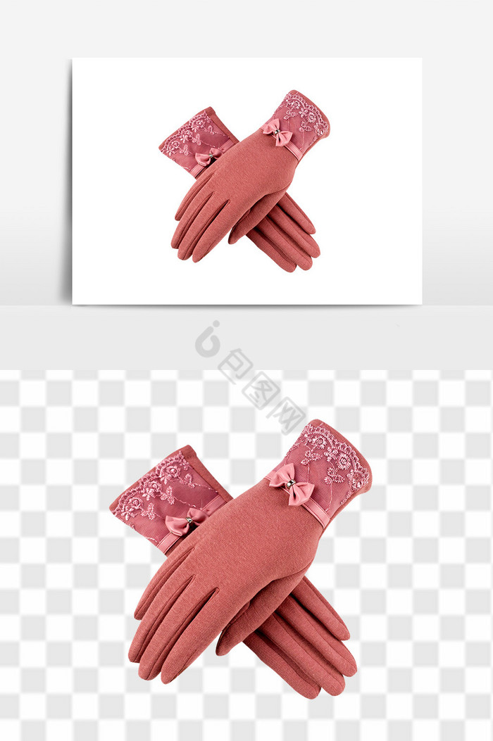 粉色女士户外手套图片