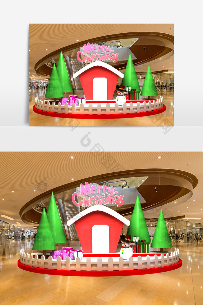 商场圣诞装饰堆头模型