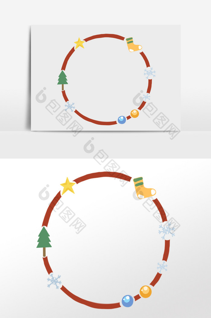 圆形圣诞边框元素