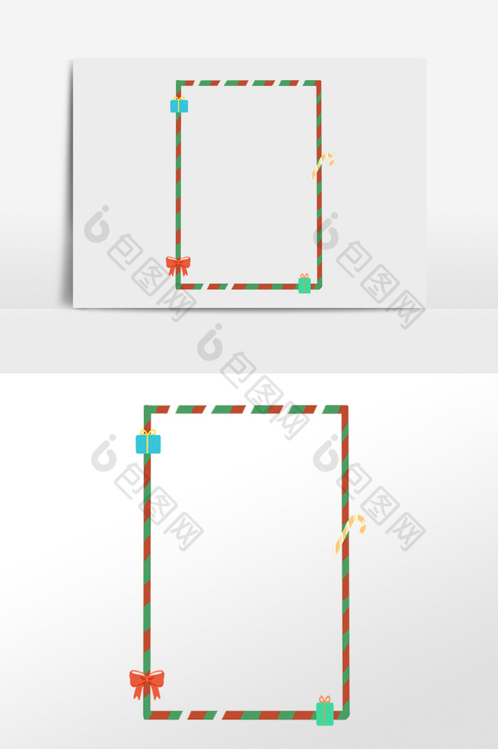 手绘圣诞条纹边框素材