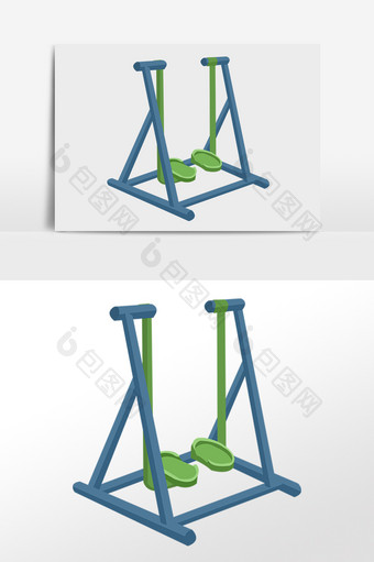 卡通蓝色健身器材元素图片