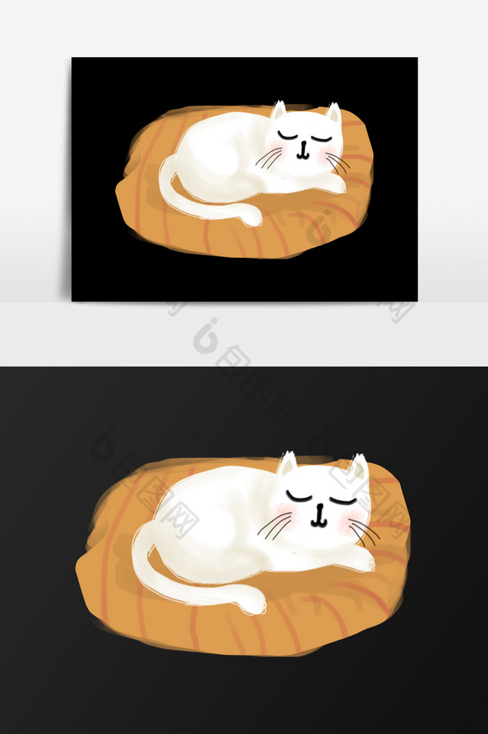 睡懒觉的猫插画图片