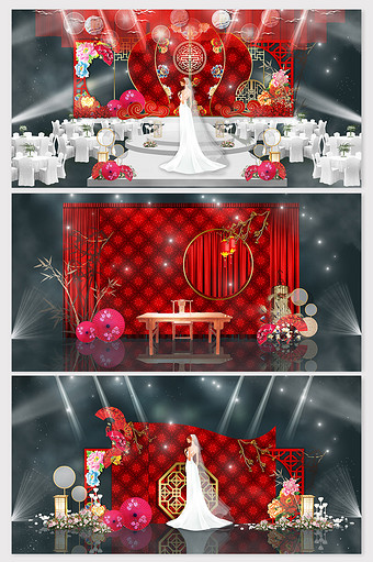 传统中式红色主题婚礼效果图图片