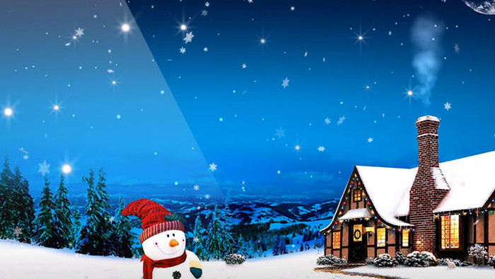 圣诞小屋和圣诞雪人