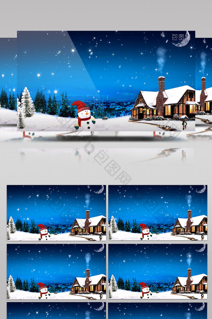 圣诞小屋和圣诞雪人