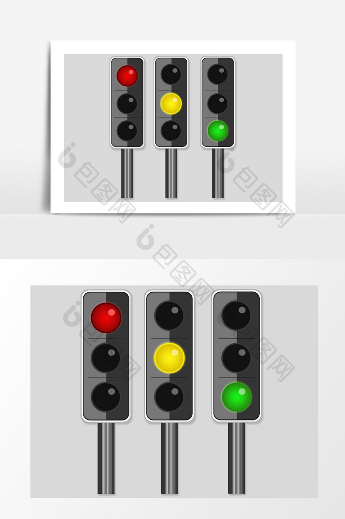 全国交通安全日红绿灯矢量手绘素材