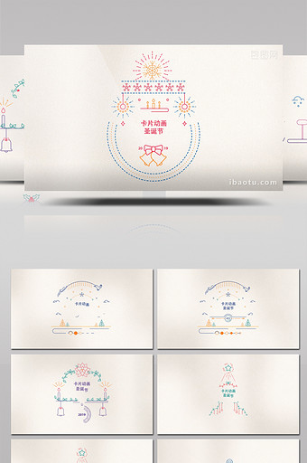 5款圣诞节主题的线条动画卡片设计AE模板图片