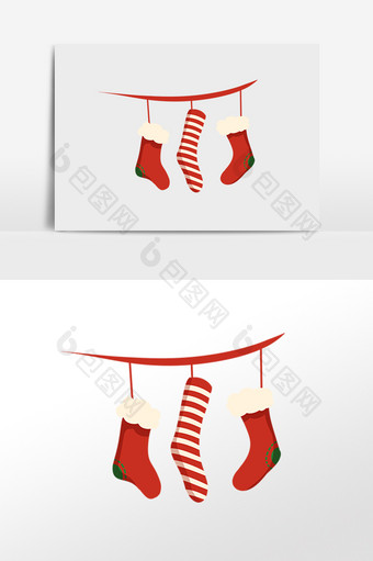卡通圣诞袜挂饰元素图片