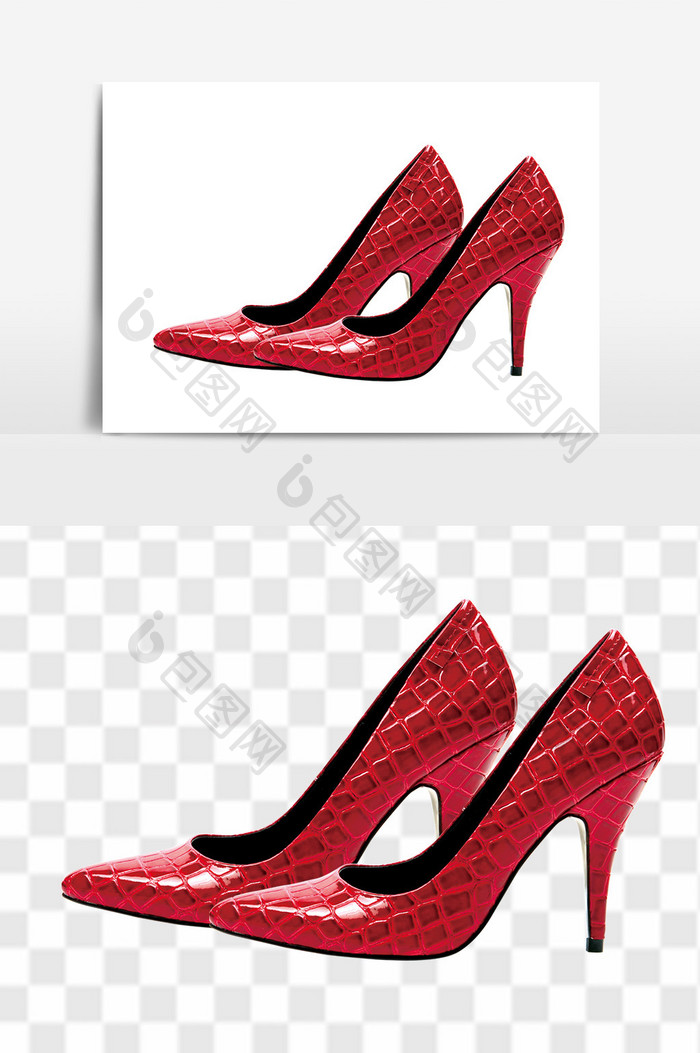 红色女士时尚高跟鞋