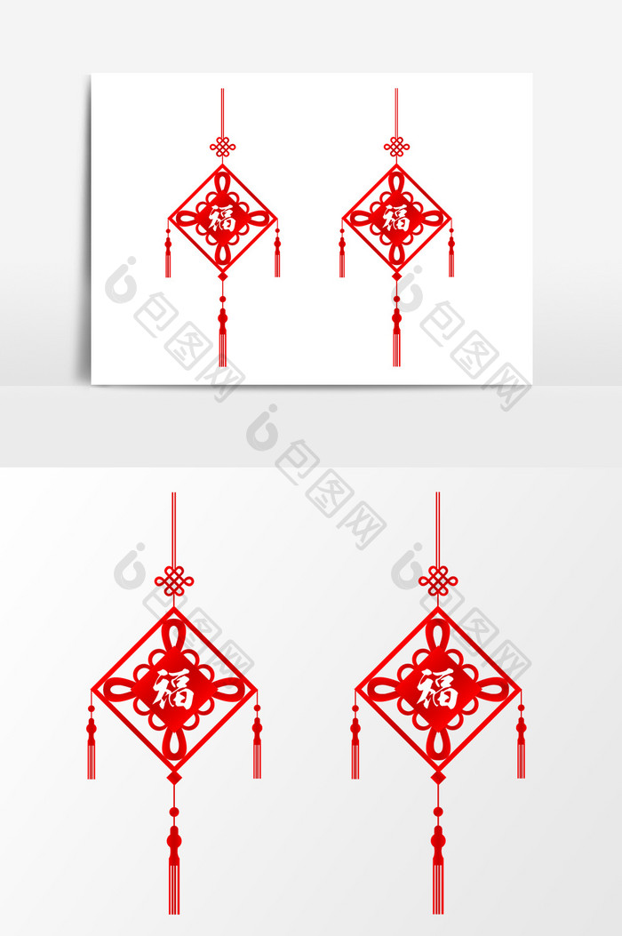 红色中国风节日挂饰元素