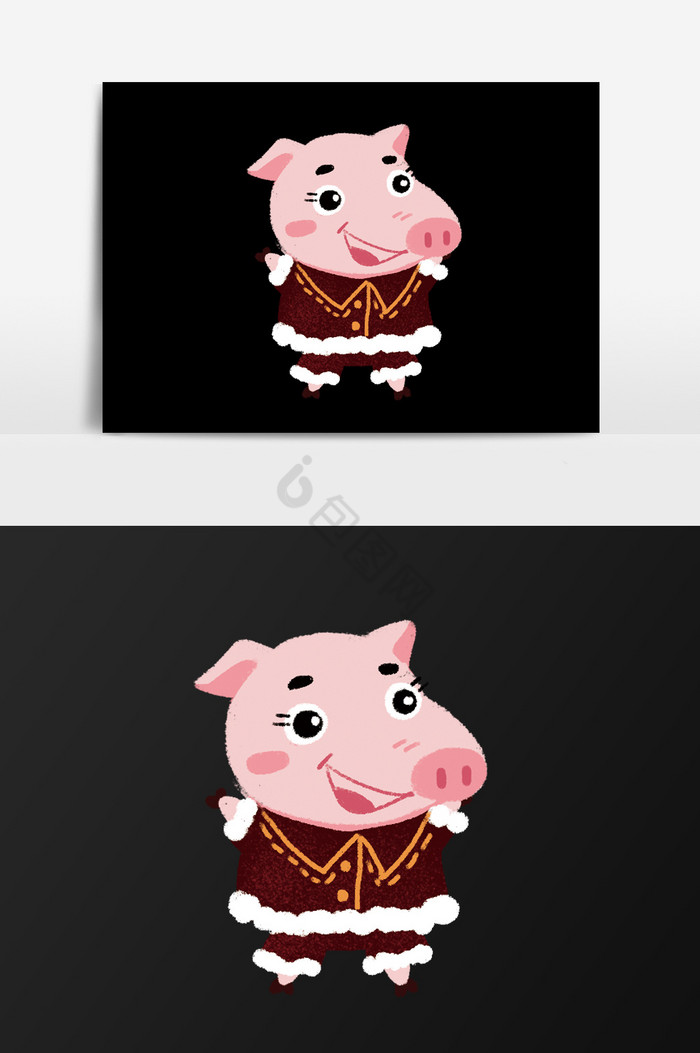 穿新装的小猪插画图片