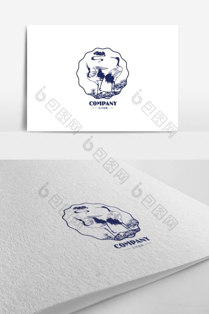 精美文艺风格鹤标志logo设计